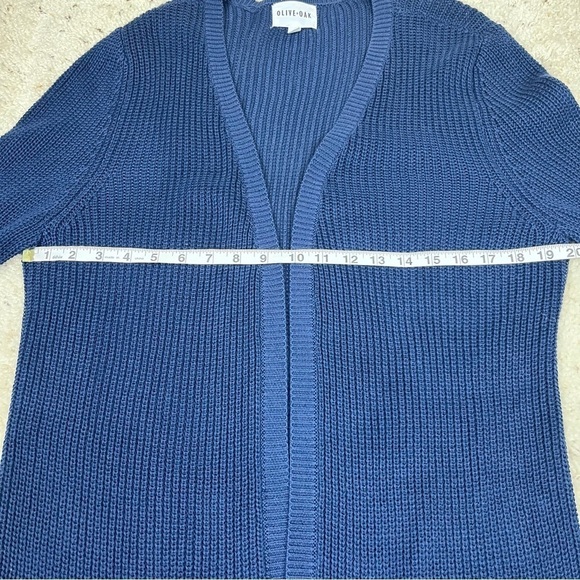 Olive&Oak Women’s Long Open Fluted Sleeve Lightweight Cardigan Blue Size Small - Picture 8 of 10